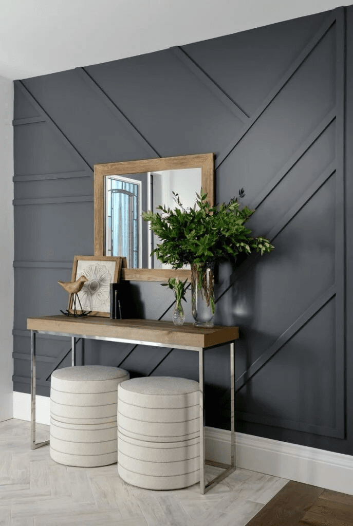 Custom wood slat feature wall and TV media wall installation in Ottawa