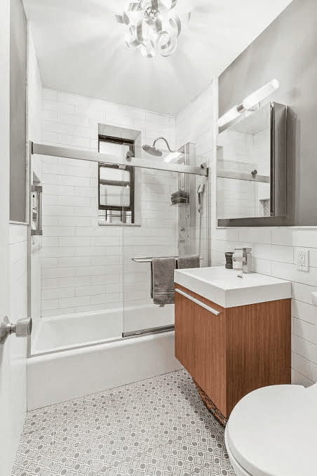 Modern tile shower installation and bathroom design