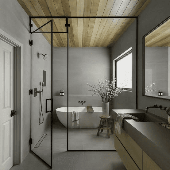 Updated bathroom vanity and custom plumbing fixtures